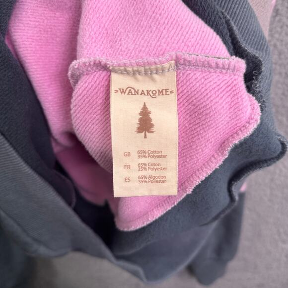 Wanakome Hoodie Women’s Small Pink Gray Colorblock Pullover Logo Patch soft cozy - Picture 11 of 13